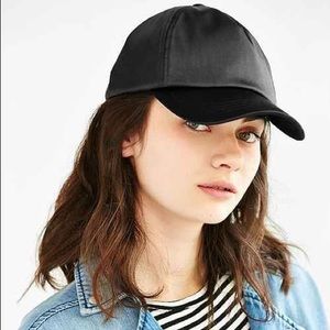 UO Silence + Noise Black Satin Baseball Hat